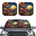thumbnail image 2 of Windshield Sun Shade, Sunset Floral Fantasy Landscape Foldable Car Sun Shade Windshield for Front, 2 Pieces, 2 of 7