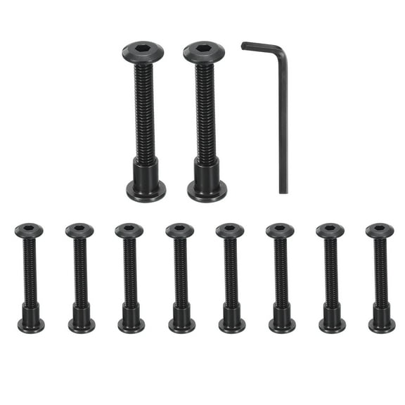 Uxcell 10Sets M6x50mm Hex Drive Socket Cap Bolt M6x10mm Nuts with Hex Wrench Black