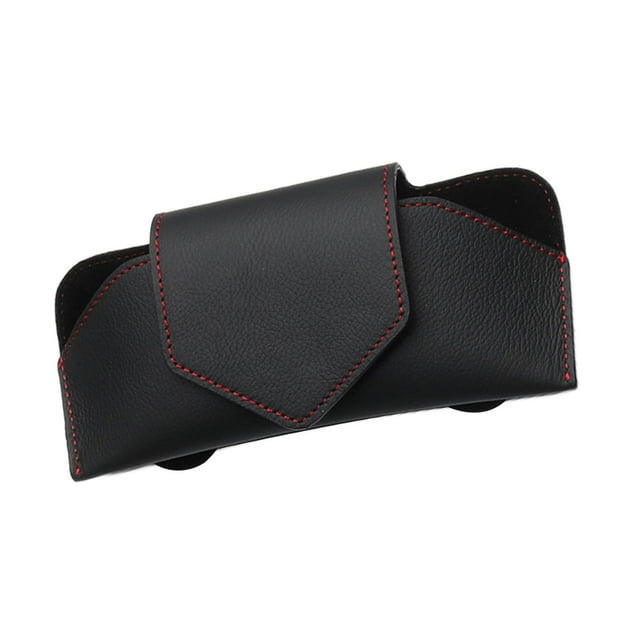 Estuche de gafas con visera de cuero PU, caja organizadora de gafas magnéticas para ojo de visera Negro kusrkot Estuche para anteojos de coche