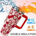 thumbnail image 2 of 40 oz Red Valentine Love Hearts Travel Mug with Handle - Stainless Steel Insulated Coffee Tumbler Cup, Gift for Women, Anniversary, Wedding, Birthday, 2 of 6