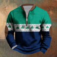 thumbnail image 2 of Penkiiy Mens St. Patrick's Day Irish Print 1/4 Zipper Collar Sweatshirt XL Multicolor, 2 of 5
