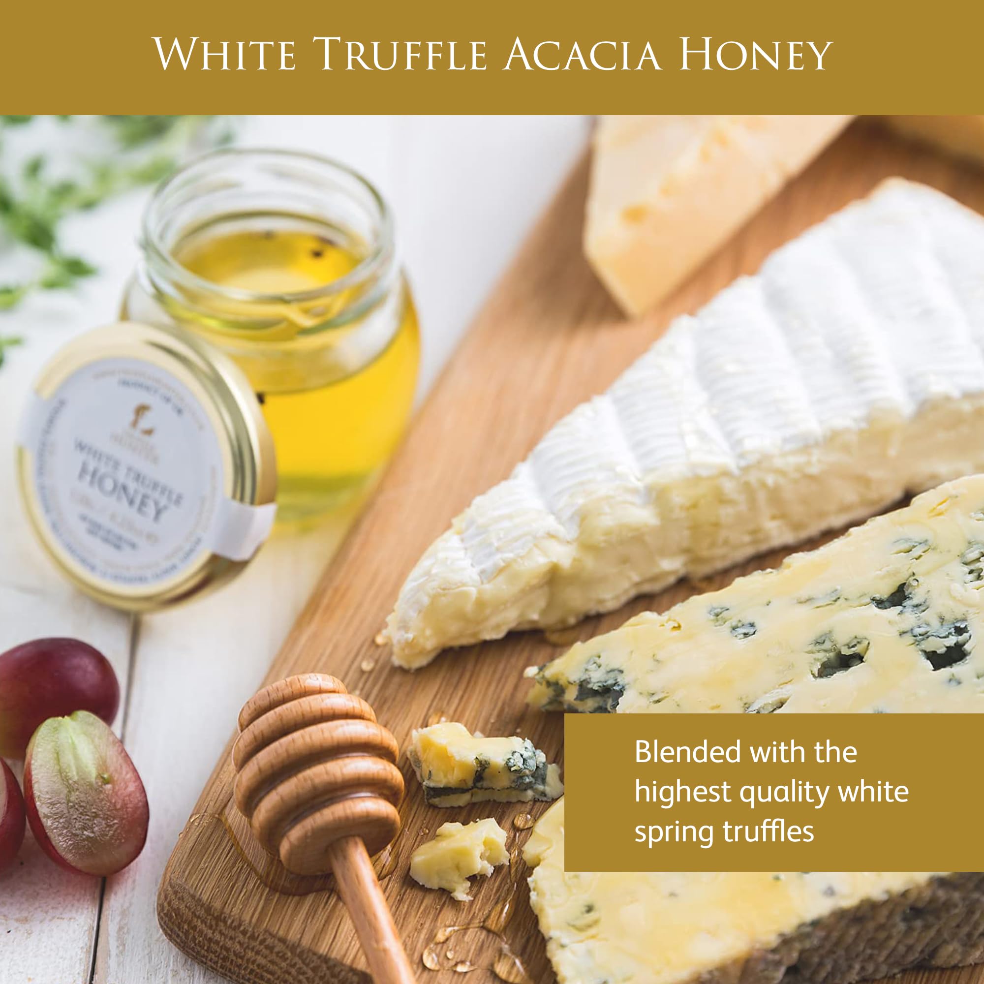 White Spring and Winter Truffle Honey - 4.58 oz (130g) Italian Truffle Mushroom and Wildflower Honey