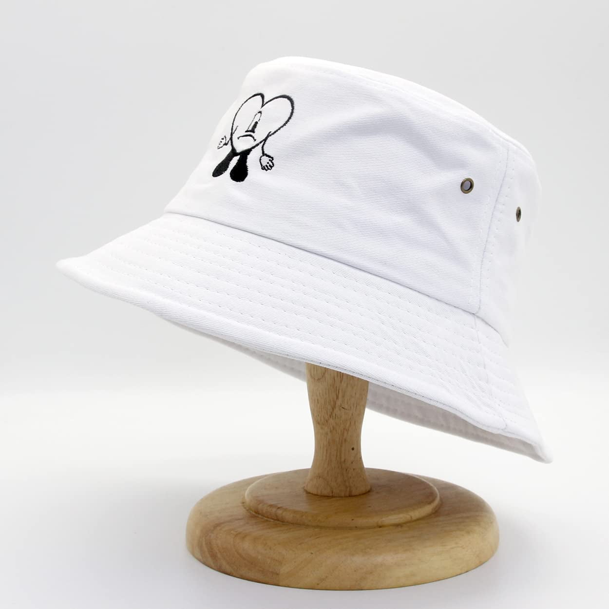 Embroidered Cotton Bunny Bucket Hat With Wide Brim Bad Bunny