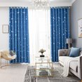 thumbnail image 2 of CUH Moon Stars Printed Grommet Blackout Curtains Panels Eyelet Kids Curtains Thermal Window Drapes for Girls Boys Bedroom Nursery Living Room, Navy Blue/Pink, 2 of 9