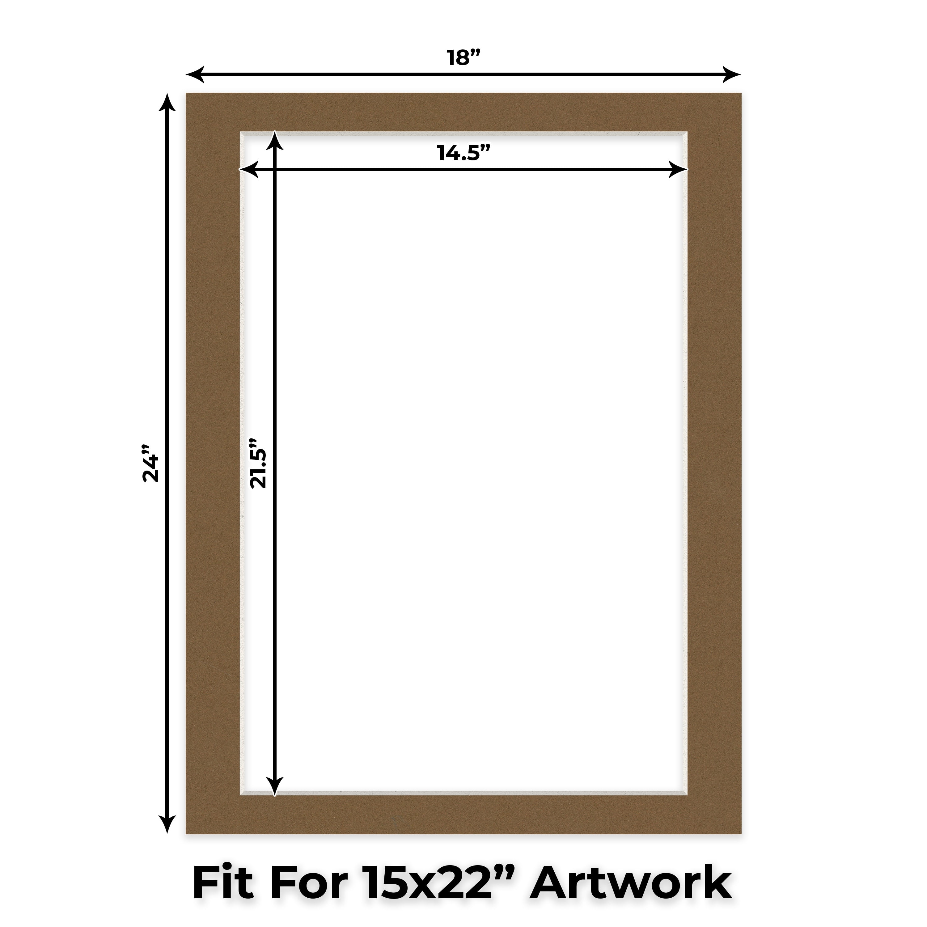 Aged Oak Brown Picture Frame Mat for 18x24 Frames - Fits 15x22 Photos - 1 Mat