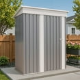 thumbnail image 4 of Patiowell 5 x 3 ft. Outdoor Metal Storage Shed, Lean-to Galvanized Steel Garden Tool Shed with Lockable Door for Backgard Patio Lawn, Gray, 4 of 8