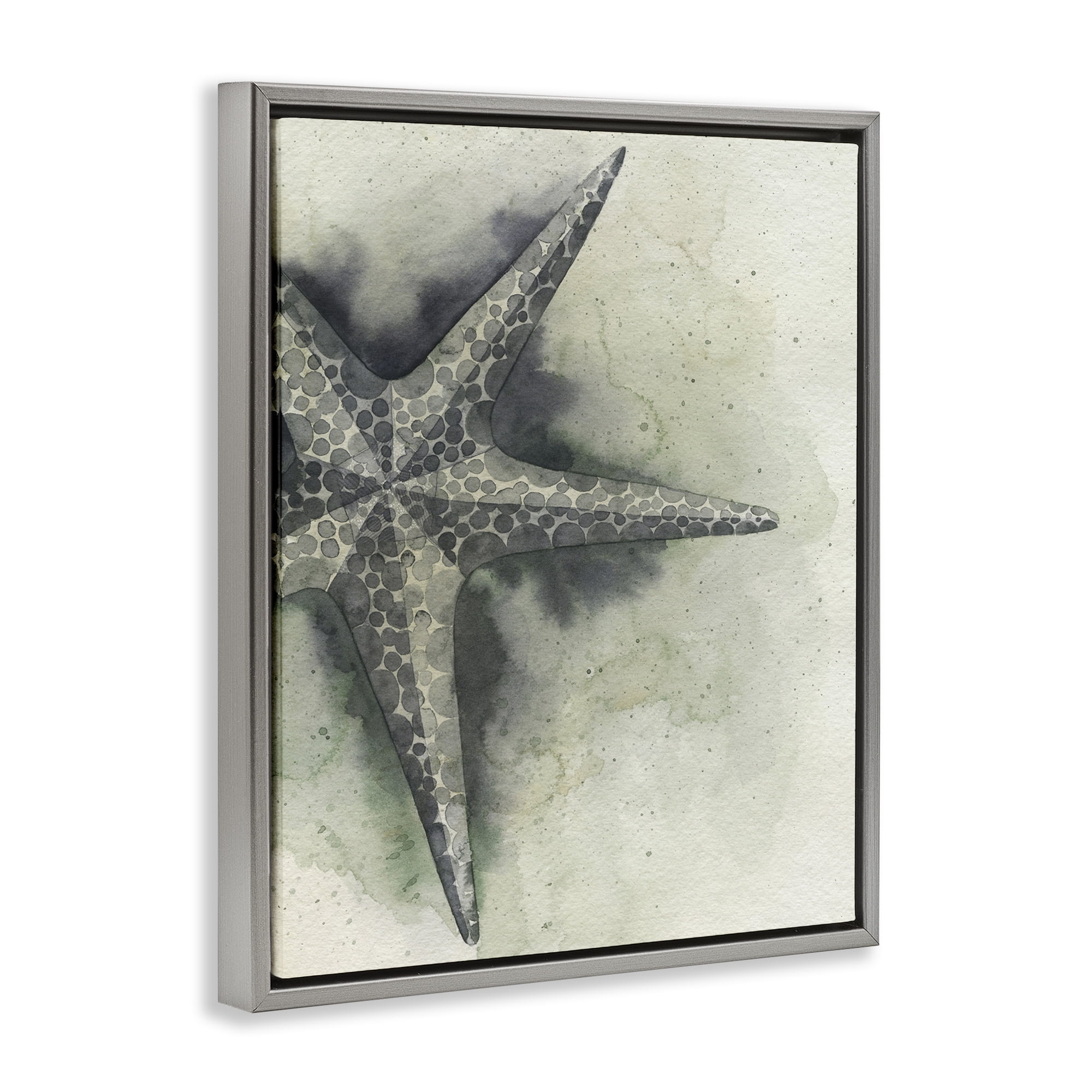 Stupell Industries Complex Grey Starfish Animals & Insects Painting Gray Floater Framed Canvas Art Print Wall Art, 25 x 31