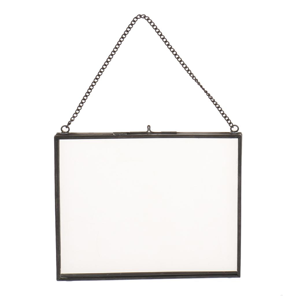 Metal Chain Hanging Glass Double Sided Photo Picture Display Frame