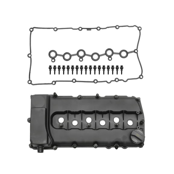 Engine Valve Cover with Gasket Bolt Oil Cap PCV Valve No.03H103429L for Volkswagen CC 09-16 Black 1 Set