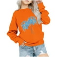 thumbnail image 2 of Jinhomg Orange Sweatshirt for Kids Cute Floral Printed Pullover Top Boys Girl Comfy Long Sleeve Holiday Tshirt Summer Saving Orange 2 Years, 2 of 4