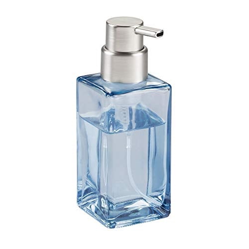 mDesign Modern Square Glass Refillable Foaming Hand Soap Dispenser Pump