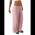 thumbnail image 2 of Pantalones Deportivos Rectos de Pierna con Cintura con Cordón para Mujer, Pantalones Casuales Holgados y Largos de Verano. Rosa M, 2 of 9