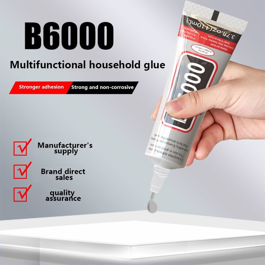 6 Count 110ml/3.7 Fl Oz B6000 Clear Multi-Purpose Craft Adhesive, Complete Kit with Dotting Pens, Wax Pencil & Tweezer for Jewelry DIY, Art Creation and Home Repair