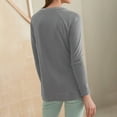 thumbnail image 4 of T-Shirts à Boutons à Manches Longues pour Femmes 2022 Col Ras du Cou Couleur Unie Automne Tuniques Tendance Hauts Décontractés Ajustés Blouse Basique Tee, 4 of 7