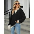 thumbnail image 2 of IWEMEK Women Tops Color Block Long Sleeve Sweatshirts Crew Neck Casual Loose Pullover Plus Size Black Shirts, 2 of 7
