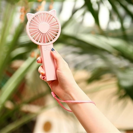 

Home Kitchen Lighting Ceiling Fan New Summer Fan USB Rechargeable Outdoor Mini Kitty Small Fan Silent Three-speed Adjustment Fan Hand Night Light Small Pink