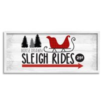 Sleigh Rides Rustic Grain Pattern Holiday Signage Holiday Graphic Art Framed Art Print Wall Art