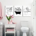 thumbnail image 4 of 3 Pieces Funny Bathroom Canvas Wall Art Bathroom Quotes on Retro Wood Style Artwork Black and White Toilet Bathtub Bath Set Poster Print for Restroom Farmhouse Bath Bathroom Decor, 4 of 6