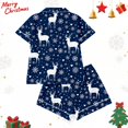 thumbnail image 6 of MEZZALL Women Christmas Elk Printed Pajama Sets Lapel Short Sleeve Button Down Tops with Shorts For Autumn Holiday Wear 2 Piece Sleepwear, 6 of 8