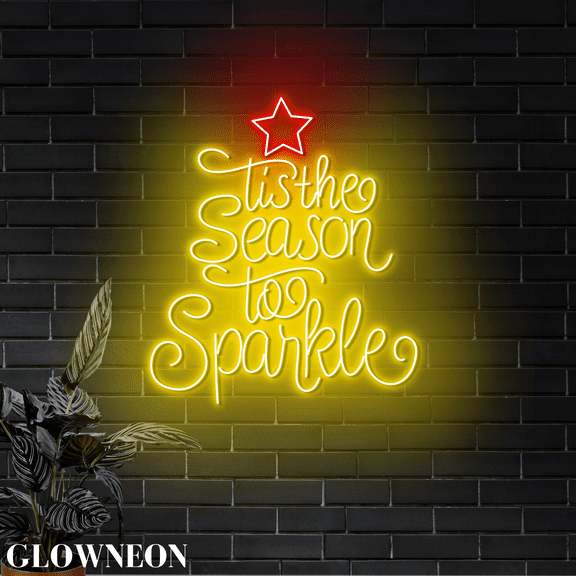Glowneon Tis The Season To Sparkle Neon Signs, Merry Christmas Decor