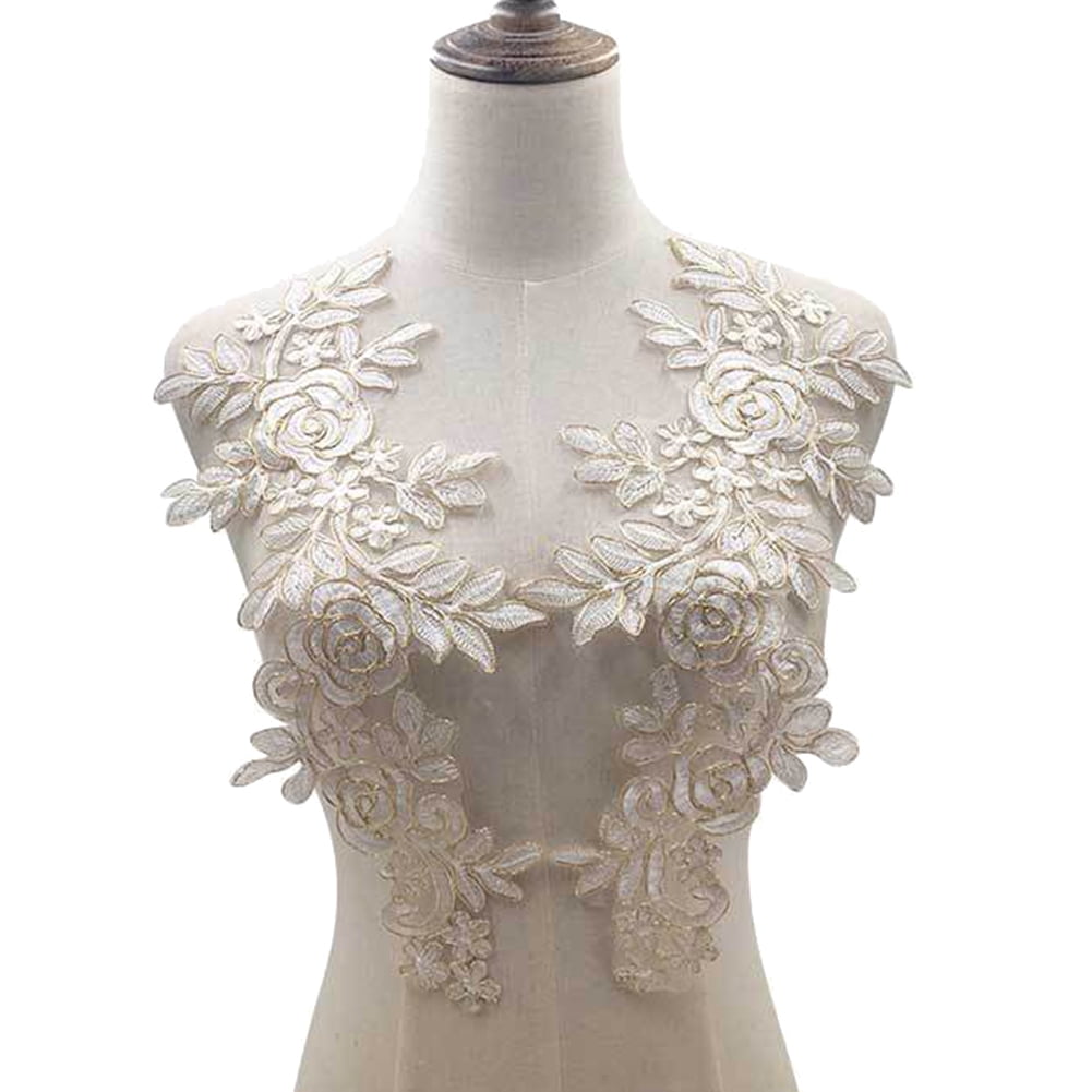 Flower Applique Lace Collar Trim Embroidered Neckline Sewing Dress Patches   DIY 