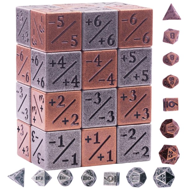 Set de dados ZERMAL de metal para contadores MTG, 38 piezas