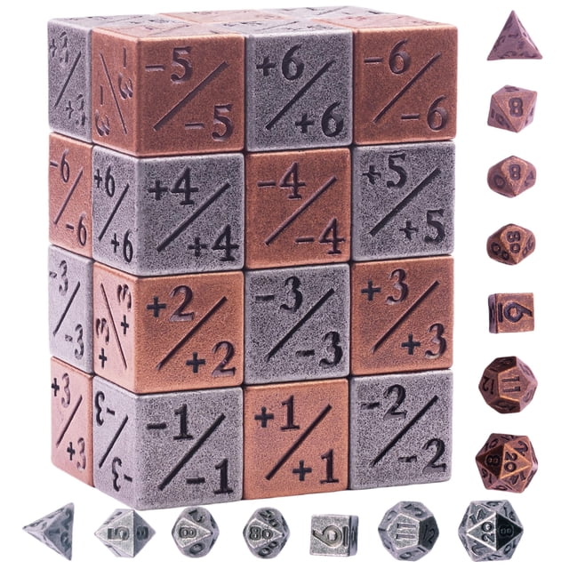 Set de dados ZERMAL de metal para contadores MTG, 38 piezas