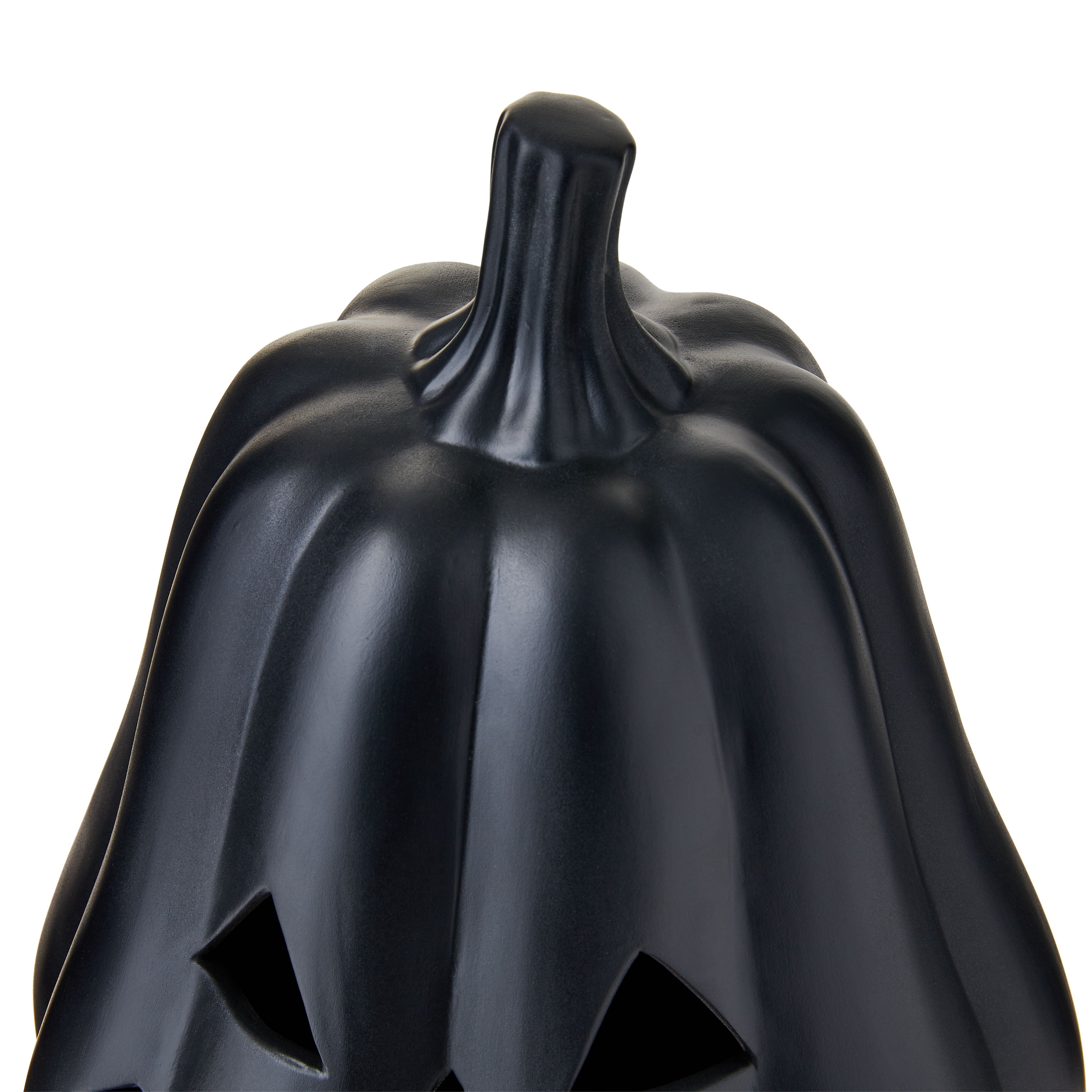 Clay Pumpkin Jack-o'-Lantern Tabletop Decor, Black, 13", Fall Indoor by Way To Celebrate