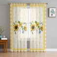 thumbnail image 2 of Sunflower Plaid Chiffon Sheer Curtains For Living Room Bedroom Kitchen ration Window Voiles Organza Tulle Curtain, 2 of 7
