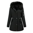 thumbnail image 3 of Gamivast Fleece Lined Jackets for Women Casual Long Faux Fur Hooded Zip up Winter Coats Oversized Button Down Long Sleeve Jacket with Multiple Pockets Drawstring Hem Outerwear, 3 of 9