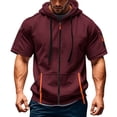 thumbnail image 2 of HAJWOH Hoodies for Men Zip Up Short Sleeve Lightweight Jacket Workout Gym Muscle Shirts with Pocket, 2 of 4