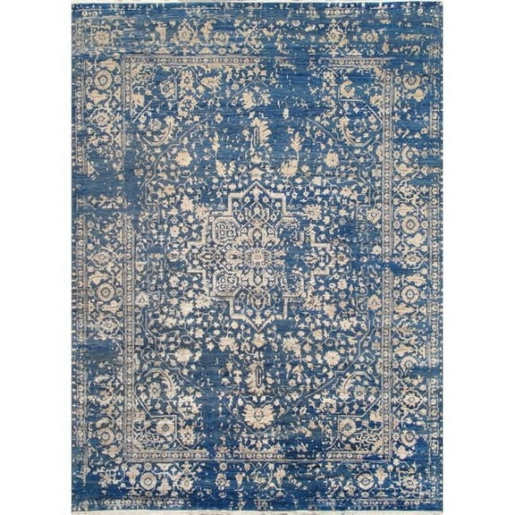 Pasargad Home Transitional Hand-Knotted Bsilk & Wool Area Rug- 9' 0" X 12' 2"