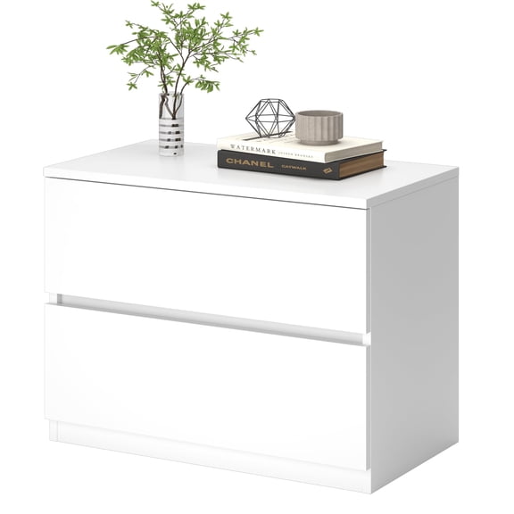 2 Drawer Dresser, Small Dressers for Closet, Wood Storage Cabinet for Hallway Bedroom Entryway, Nightstand Sofa Beside Table Drawer Chest, 23.6 in, White
