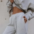 thumbnail image 2 of Ensemble de Survêtement pour Femmes 2024 Automne Hiver Manches Longues Col Rond Haut à Capuche avec Pantalon Ample Tenue Décontractée Deux Pièces, 2 of 8