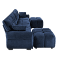 thumbnail image 5 of 4-Seater Modular Sofa Set with 2 Ottomans, Solid Wood Frame & High-Resilience Cushions - Adaptable for Living Rooms, Home Offices or Vacation Rentals - Blue Chenille Upholstery, 5 of 9