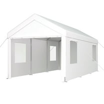 GVN Patio Garden Pergola, Pergola Canopy,Patio Canopy,Carport 12' x 20' Portable Garage with 2 Roll-up Doors & 4 Ventilated Windows,white