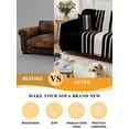 thumbnail image 5 of Black Beige Striped Couch Cover for 2 Cushion Sofa, Modern Farmhouse Retro Lines Washable Loveseat Sofa Covers Slipcover for Sectional Sofas L-Shaped, Couch Throw Cover 71"x118", 5 of 9