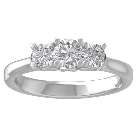 ARAIYA FINE JEWELRY 10K White Gold Lab Grown Diamond Three Stone Engagement Ring (1 cttw, D-F Color, VS Clarity) Size 7