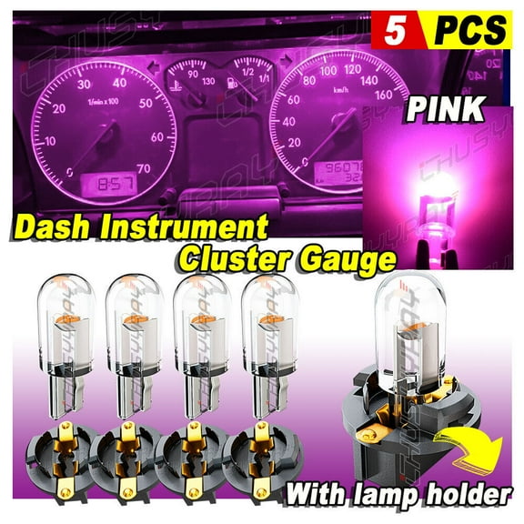 5x PINK T10 194 LED Bulbs for Instrument Panel Gauge Cluster Dash Light