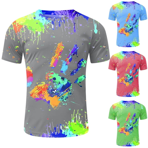 Black T Shirts Men Athletic 1/4 Short Sleeve Big & Tall Plus Size Tees Regular Fit Gradient Crew Neck Summer Outdoor Basic Activewear