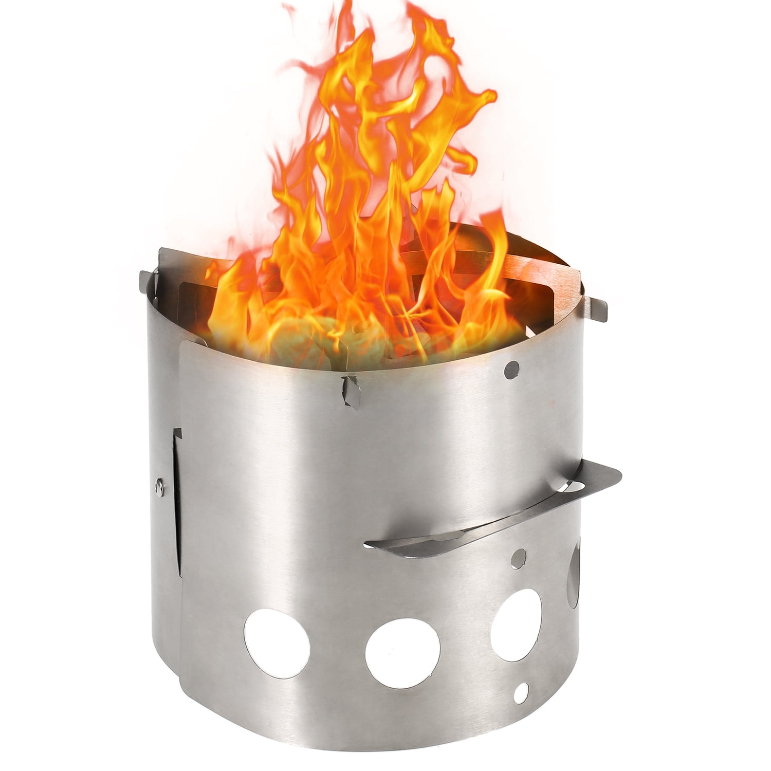Lixada 2 in 1 Windproof Folding Camping Titanium Wood Stove Windscreen Lightweight Portable Outdoor Cooking Wood Burning Stove Walmart