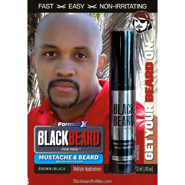 Blackbeard for Men Formula X Instant Mustache, Beard, Eyebrow and Sideburns Color - Fast, Easy, Men’s Grooming, Beard Dye Alternative