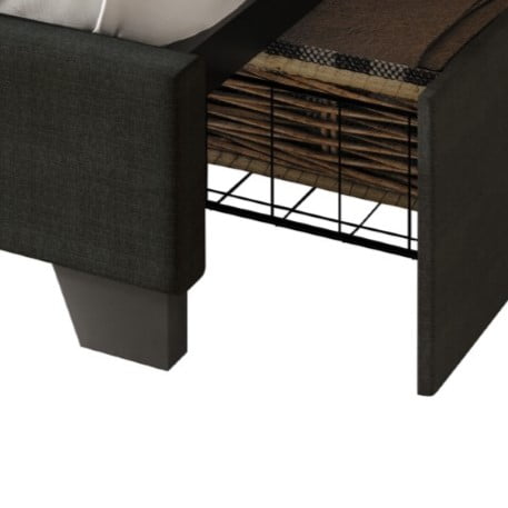 Home Design Kapaa King Upholstered Storage Platform Bed Frame with Horizontal Channel-Tufting and Side Drawers, Charcoal Gray, Easy Assembly