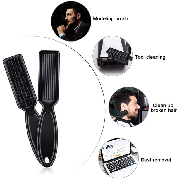 Paquete de 3 cepillos de limpieza de nailon para cuchillas de cortapelos herramienta de limpieza de peluquero - negro