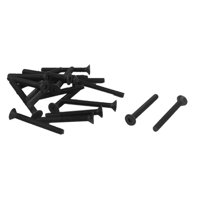 Tornillos de cabeza plana de hexágono con socket de 25 mm M3, color negro, 20 piezas