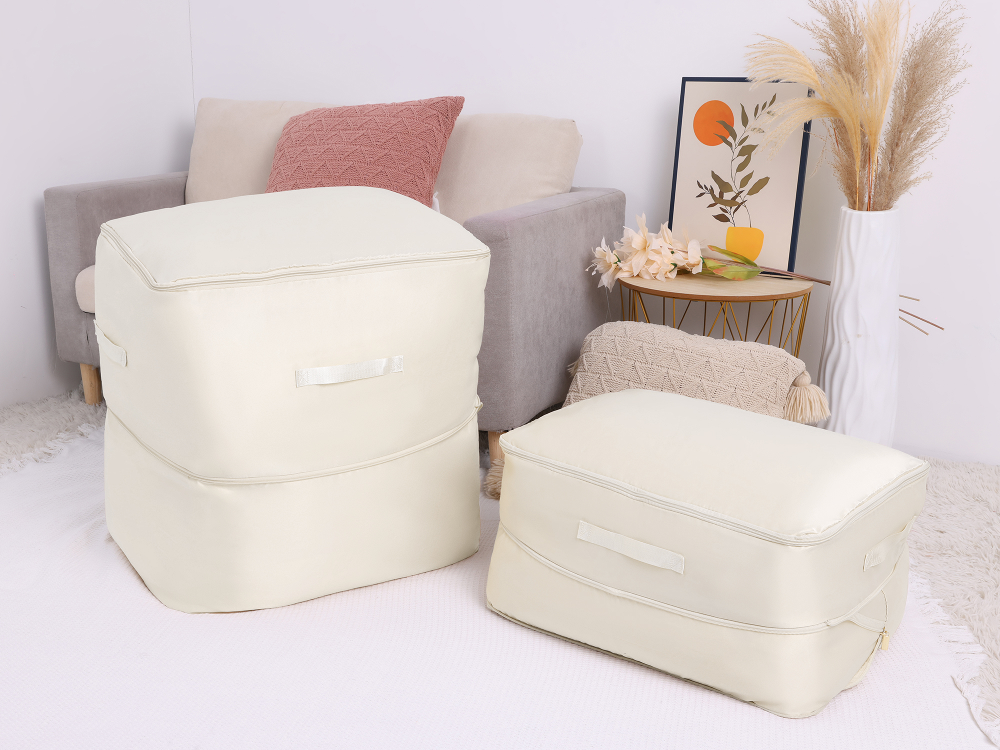 Unique Bargains 1 Pack Clothes Storage Bags Moving Bags Beige 21*16.5*12in