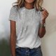 thumbnail image 5 of Camisetas de Manga Corta para Mujeres Moda Impresa Cuello Redondo Camiseta, Lentejuelas Detalle para Primavera Verano Casual Y Fiesta, 5 of 8