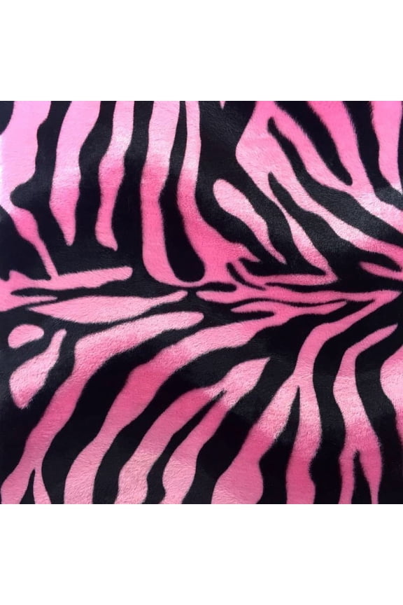 Inc. VELBOA FAUX FUR ZEBRA ANIMAL PRINT FABRIC 58"/ 60" BY THE YARD (PINK-BIG )