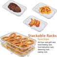 thumbnail image 3 of Air Fryer Rack for Ninja Double Air Fryer Stainless Steel Air Fryer Accessories Three Layer Dehydrator Racks Stackable Air Fryer Basket Tray Fit for Ninja Foodi DZ201 DZ401 (B 8.35x5.63x3.58inch), 3 of 8
