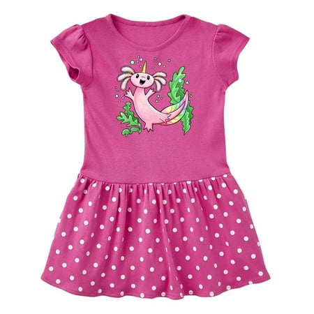 

Inktastic Axolotl Unicorn with Rainbow Tail Bubbles and Seaweed. Gift Baby Girl Dress